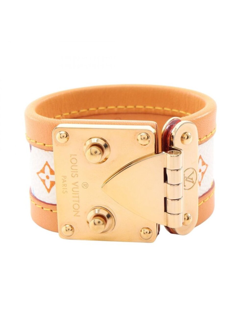 Louis Vuitton Bracelet Serrure Monogram Multicolor Blanc Leather
